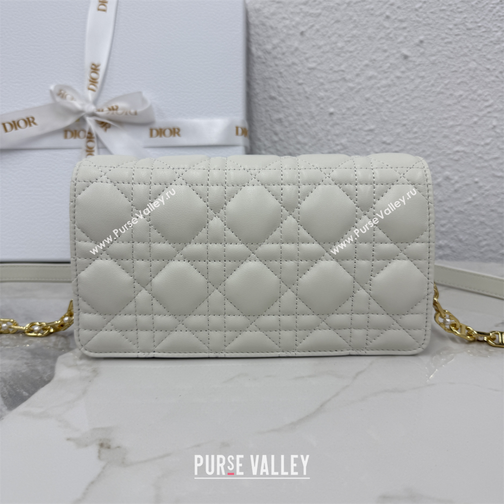 Dior Jolie East-West Bag in Cannage Lamb Leather and Flat Cannage Calfskin White 2025 S3117 (XXG-250806107)