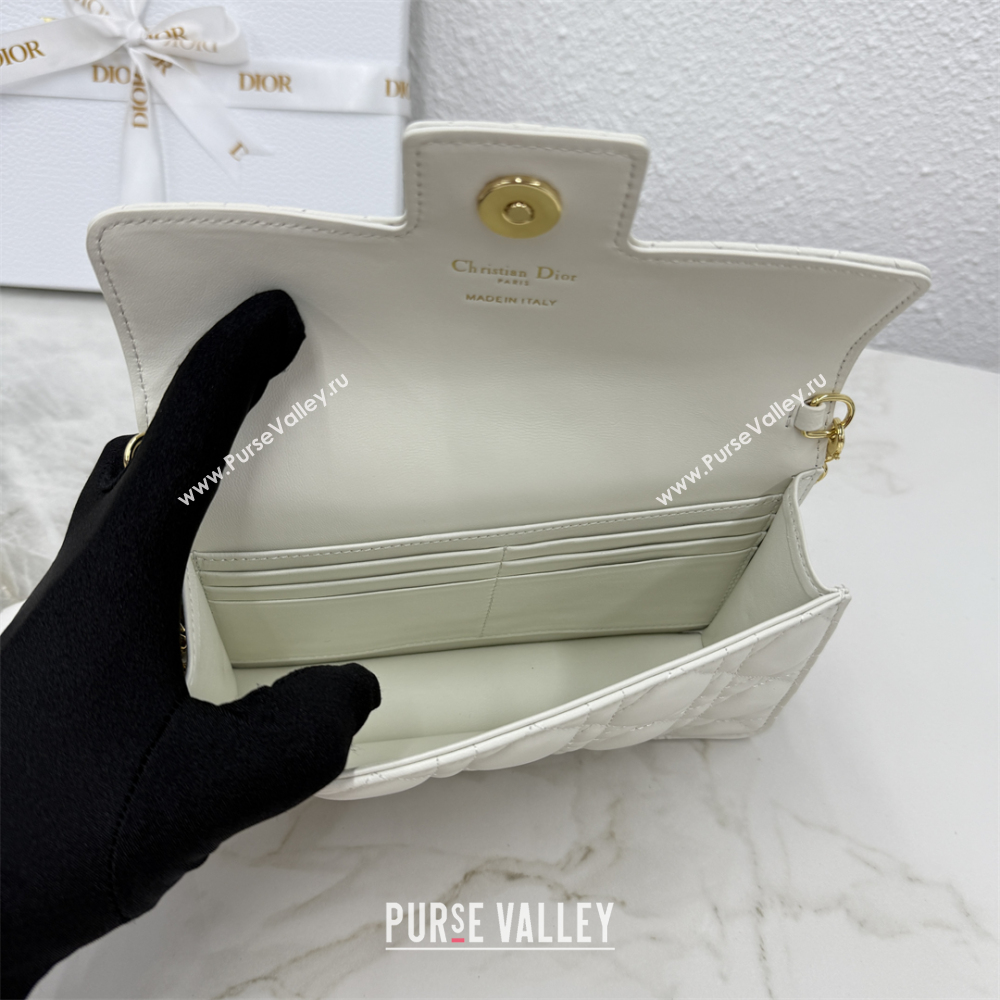 Dior Jolie East-West Bag in Cannage Lamb Leather and Flat Cannage Calfskin White 2025 S3117 (XXG-250806107)