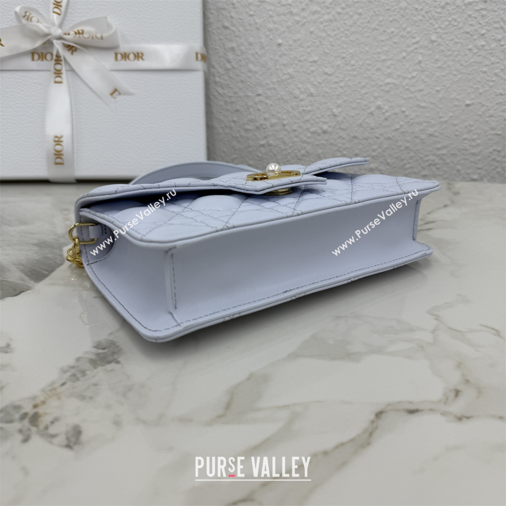 Dior Jolie East-West Bag in Cannage Lamb Leather and Flat Cannage Calfskin Glacier Blue 2025 S3117 (XXG-250806100)