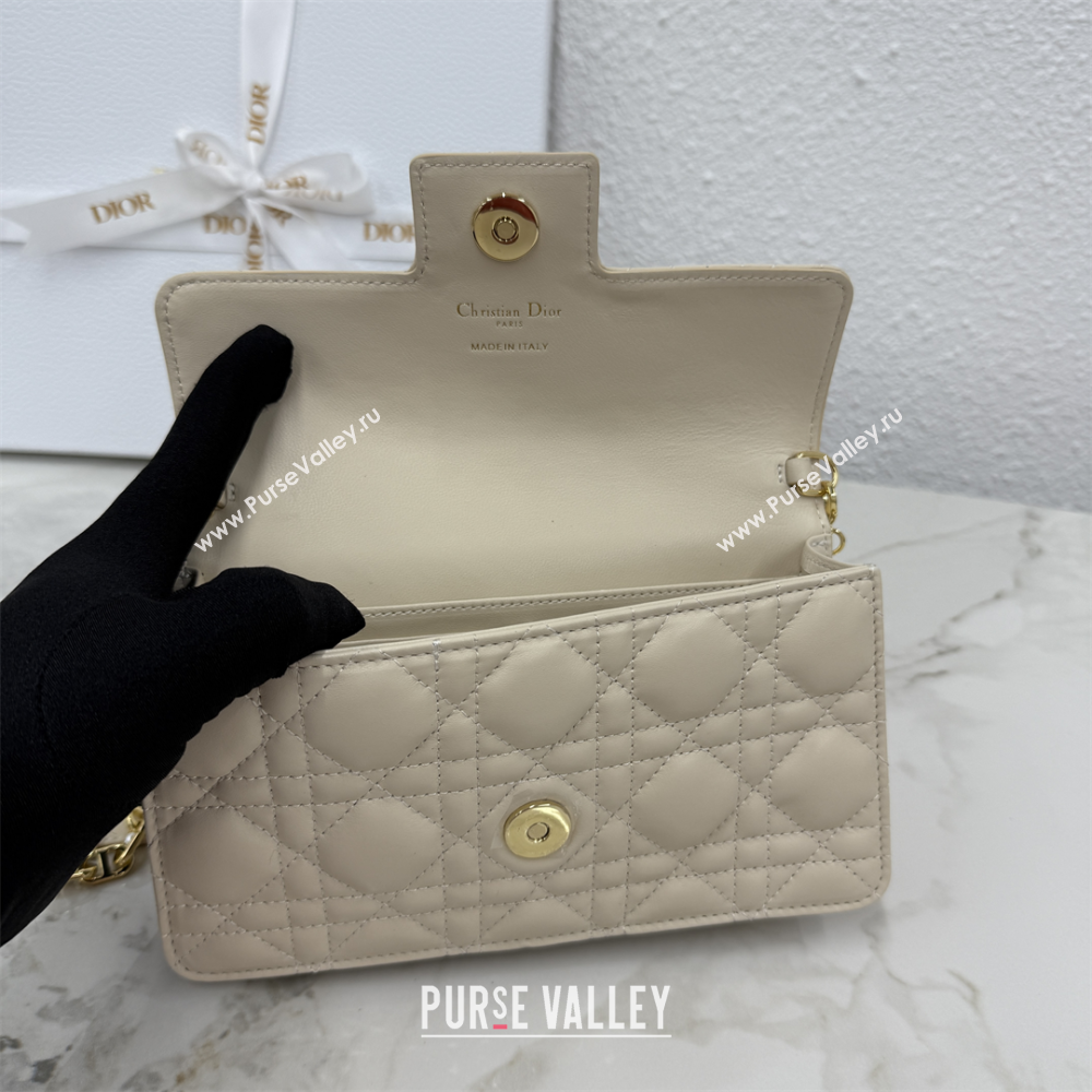 Dior Jolie East-West Bag in Cannage Lamb Leather and Flat Cannage Calfskin Light Beige 2025 S3117 (XXG-250806108)