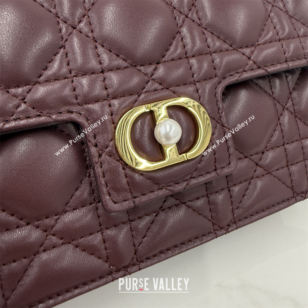 Dior Jolie East-West Bag in Cannage Lamb Leather and Flat Cannage Calfskin Dark Burgundy 2025 S3117 (XXG-250806109)