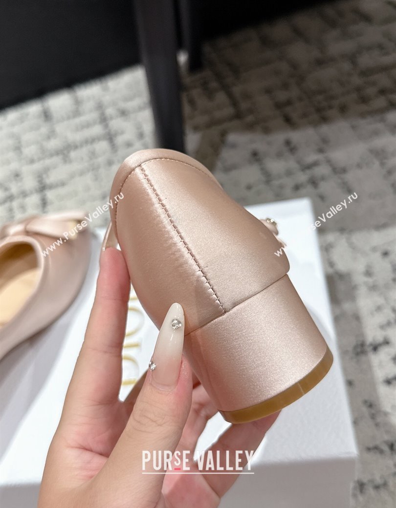 Dior Lovely-D Mary Janes Pumps in Satin with Bow Light Pink 2025 (MD-250822003)