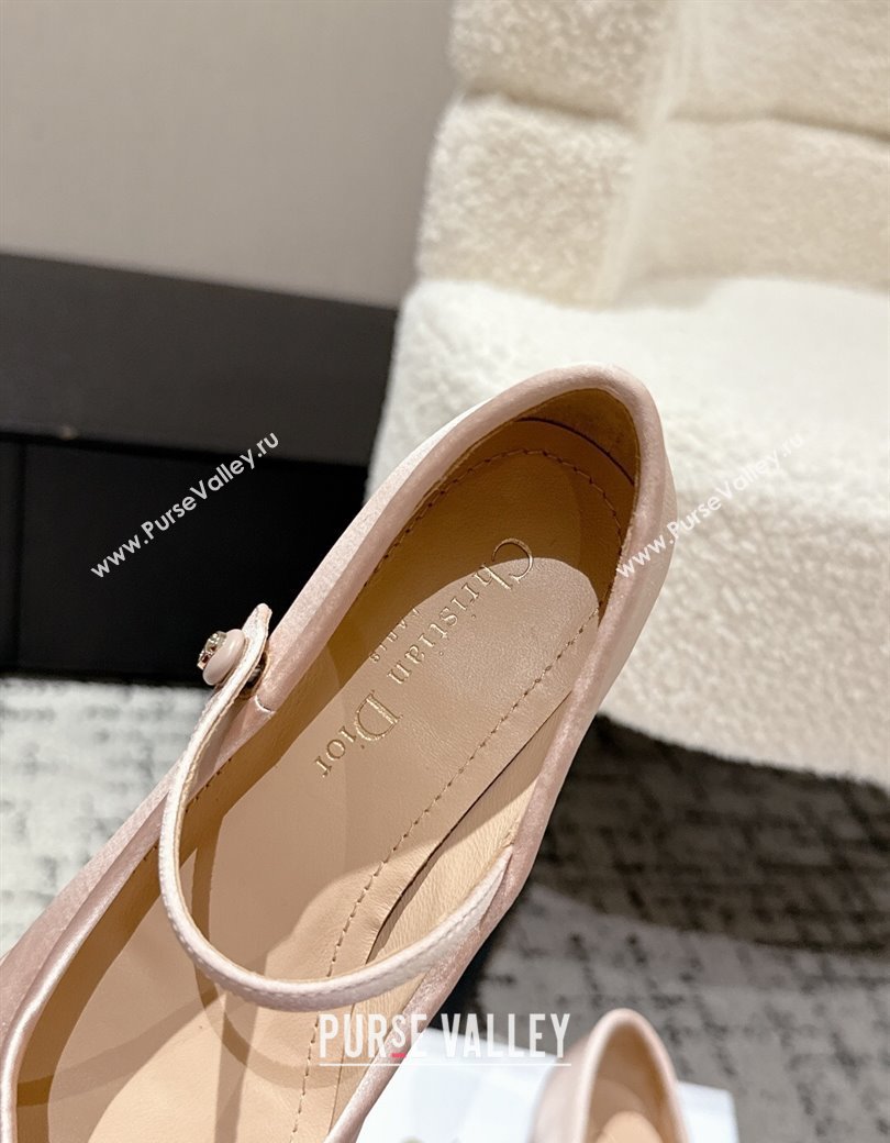 Dior Lovely-D Mary Janes Pumps in Satin with Bow Light Pink 2025 (MD-250822003)