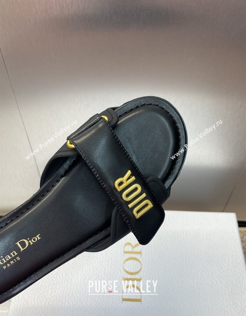 Dior Dioriviera Dioract Flat Slides Sandal in Lambskin and Rubber Black 2025 (JC-250822039)