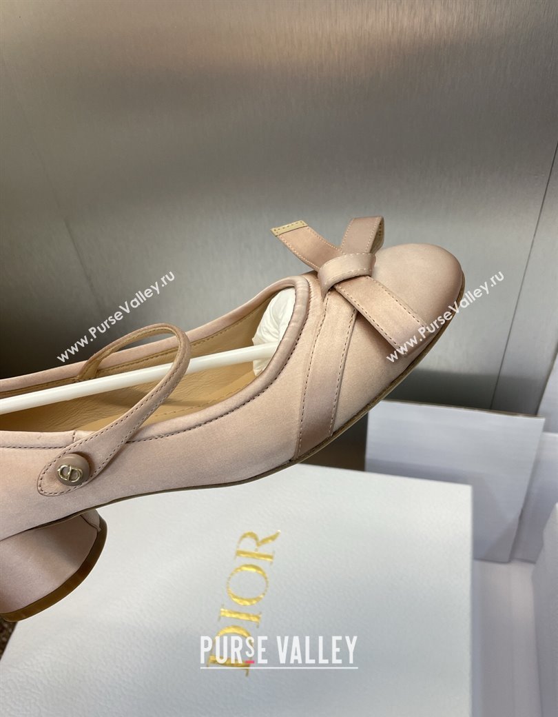 Dior Lovely-D Mary Janes Pumps in Satin with Bow Nude 2025 (JC-250822002)