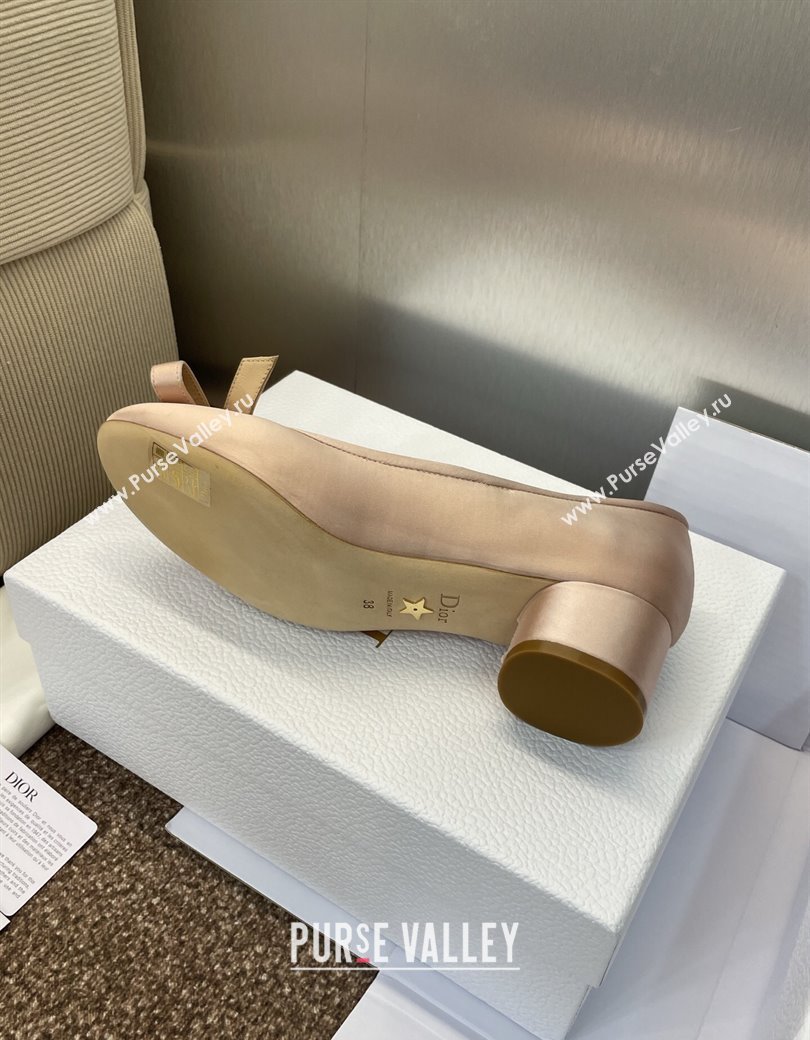 Dior Lovely-D Mary Janes Pumps in Satin with Bow Nude 2025 (JC-250822002)