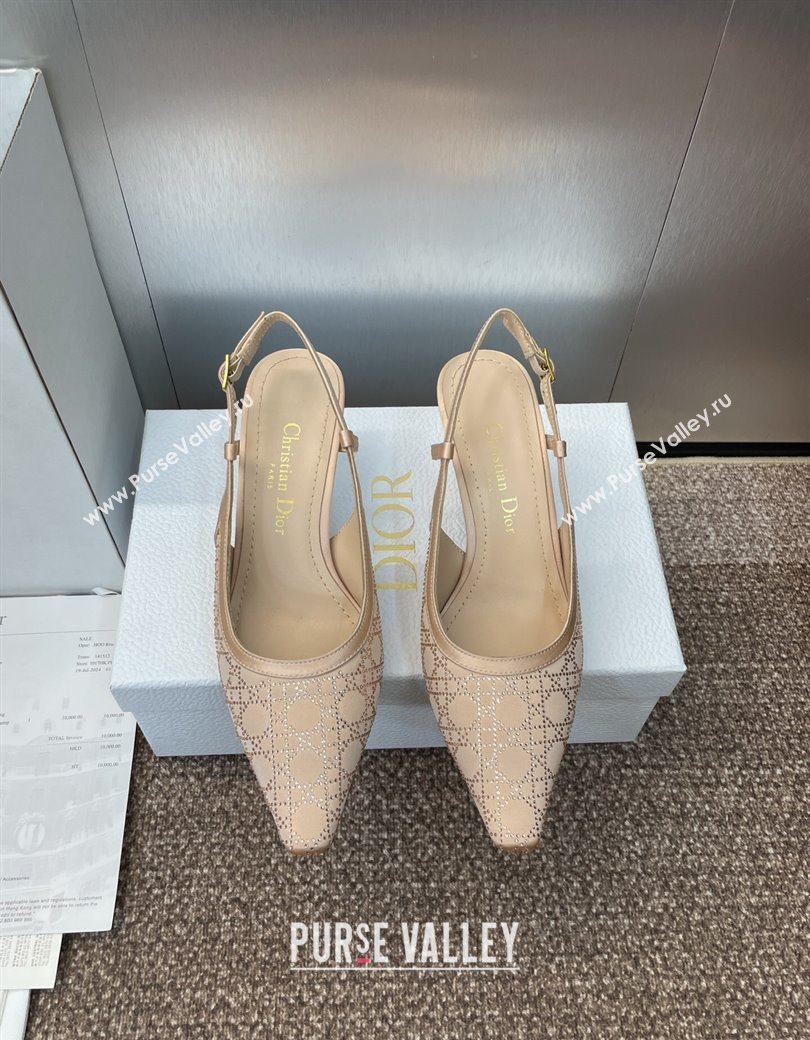 Dior Capture Slingback Pumps 6.5cm in Satin with Strass Cannage Motif Nude 2025 (MD-250822080)