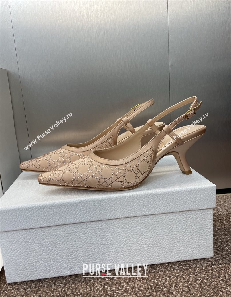 Dior Capture Slingback Pumps 6.5cm in Satin with Strass Cannage Motif Nude 2025 (MD-250822080)