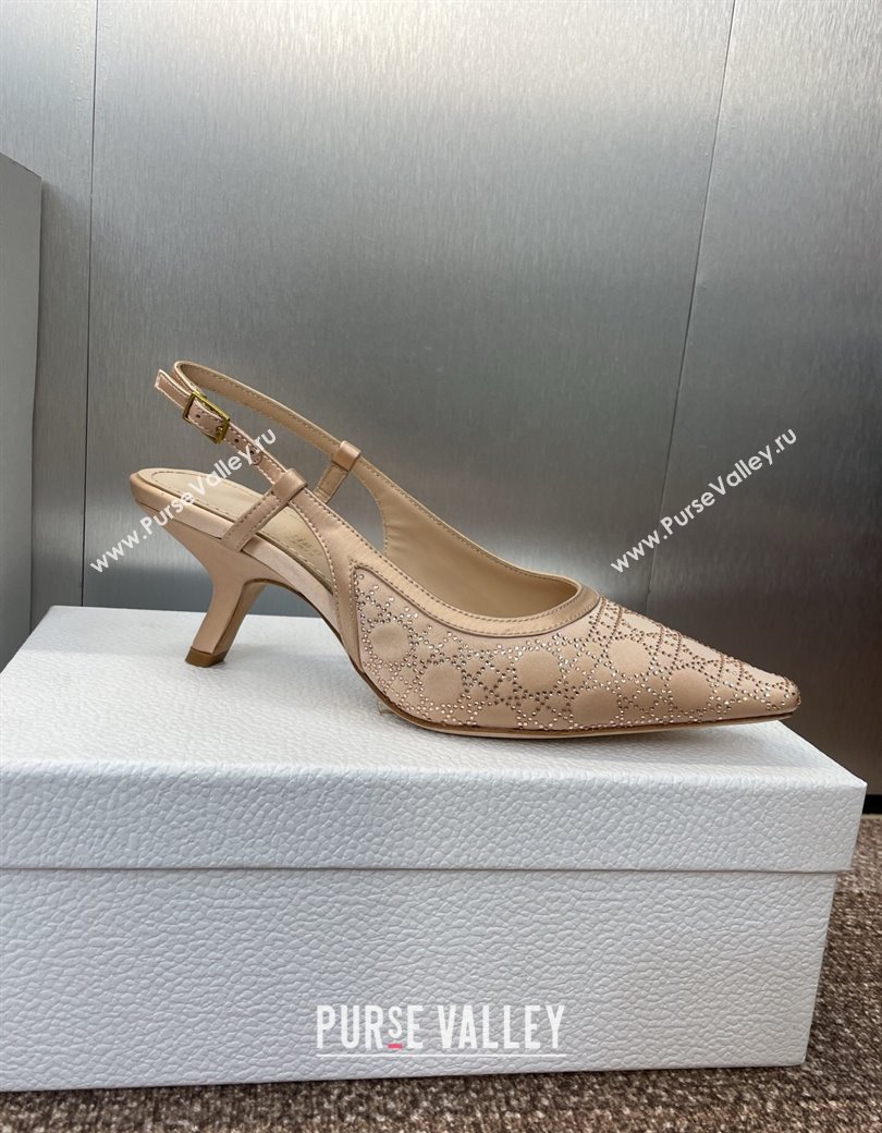 Dior Capture Slingback Pumps 6.5cm in Satin with Strass Cannage Motif Nude 2025 (MD-250822080)