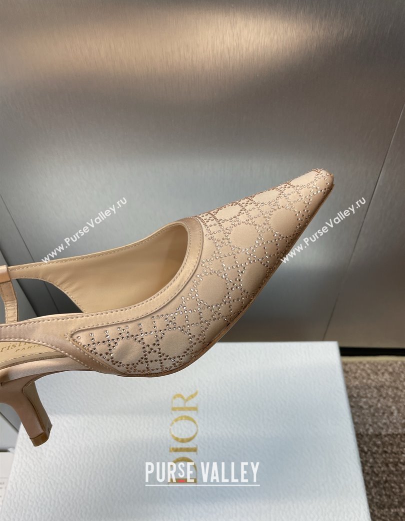 Dior Capture Slingback Pumps 6.5cm in Satin with Strass Cannage Motif Nude 2025 (MD-250822080)