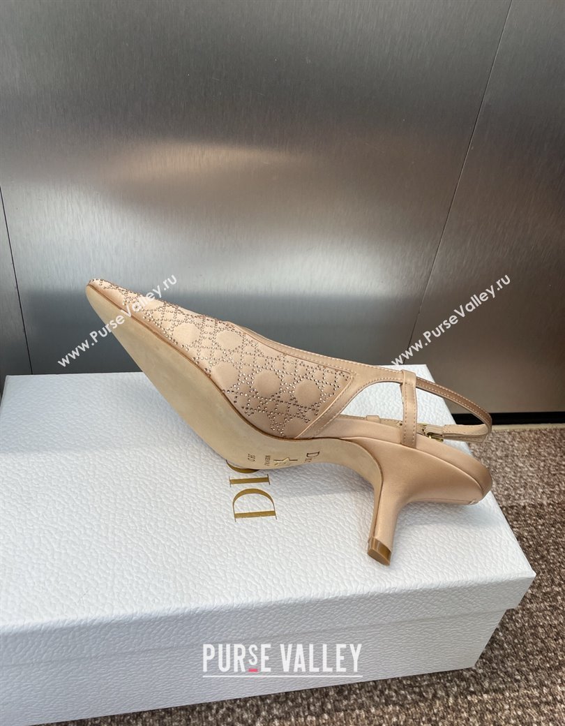 Dior Capture Slingback Pumps 6.5cm in Satin with Strass Cannage Motif Nude 2025 (MD-250822080)