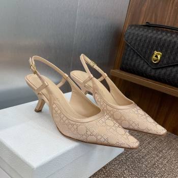 Dior Capture Slingback Pumps 6.5cm in Satin with Strass Cannage Motif Nude 2025 (MD-250822080)