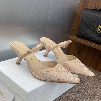 Dior Capture Strap Mules 6.5cm in Satin with Strass Cannage Motif Nude 2025 (MD-250822084)
