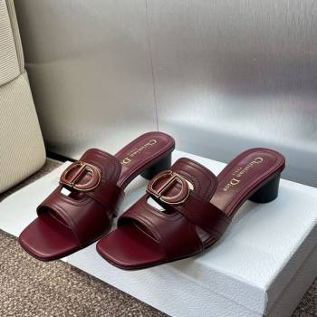Dior 30 Montaigne Heel Slides Sandal 4.5cm in Calfskin Leather Burgundy 2025 DR082205 (JC-250822091)