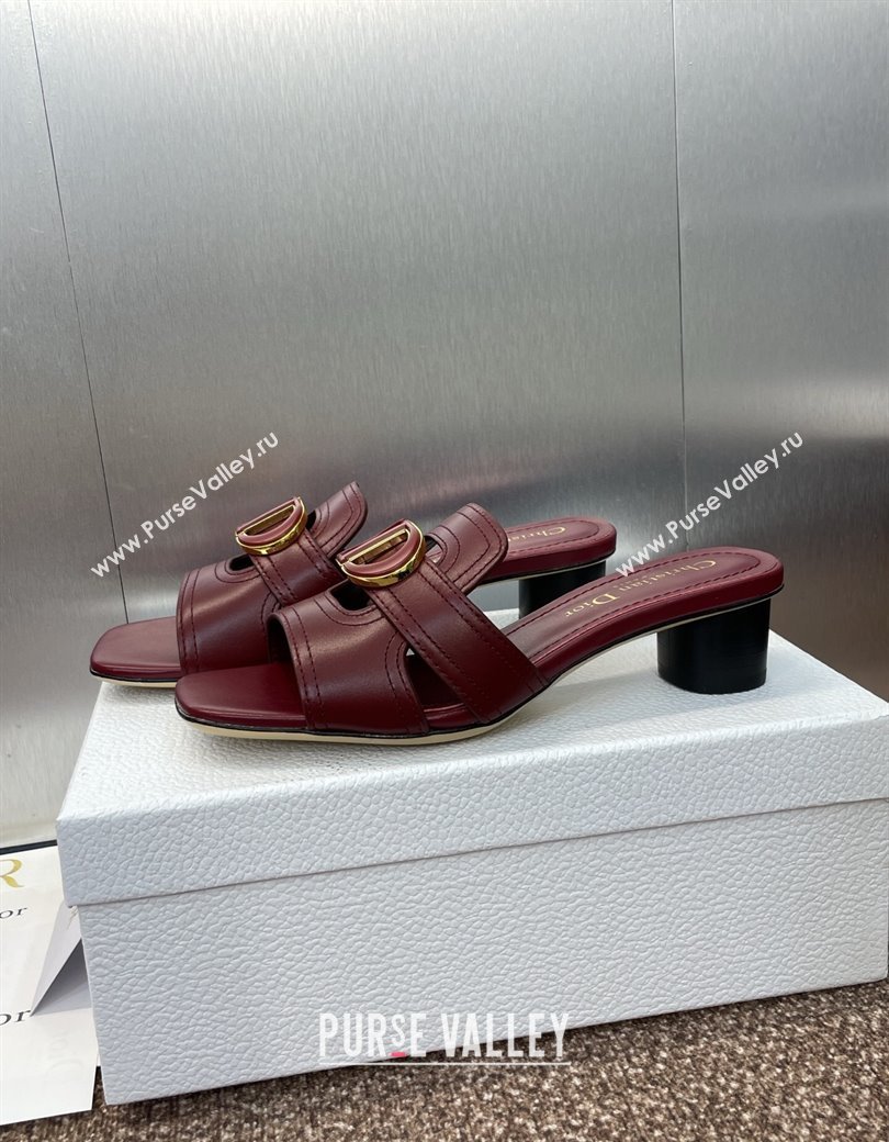 Dior 30 Montaigne Heel Slides Sandal 4.5cm in Calfskin Leather Burgundy 2025 DR082205 (JC-250822091)