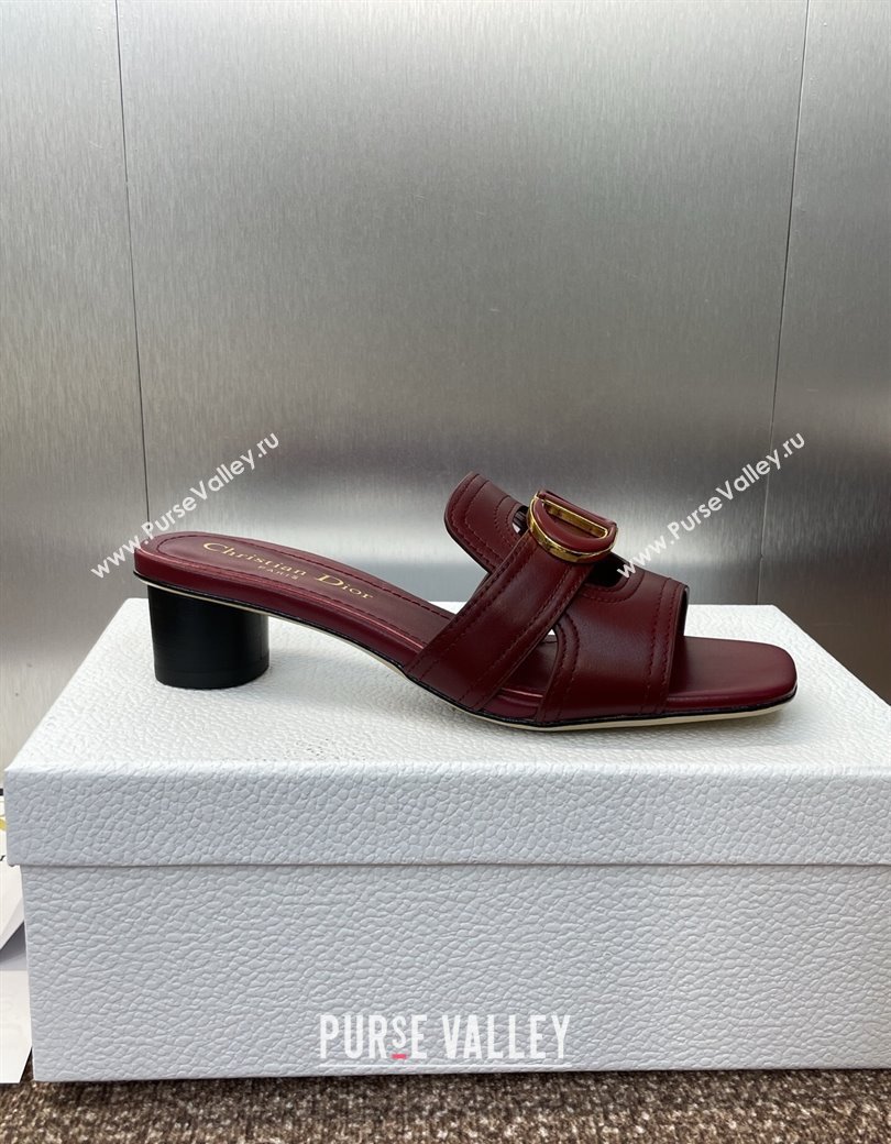 Dior 30 Montaigne Heel Slides Sandal 4.5cm in Calfskin Leather Burgundy 2025 DR082205 (JC-250822091)