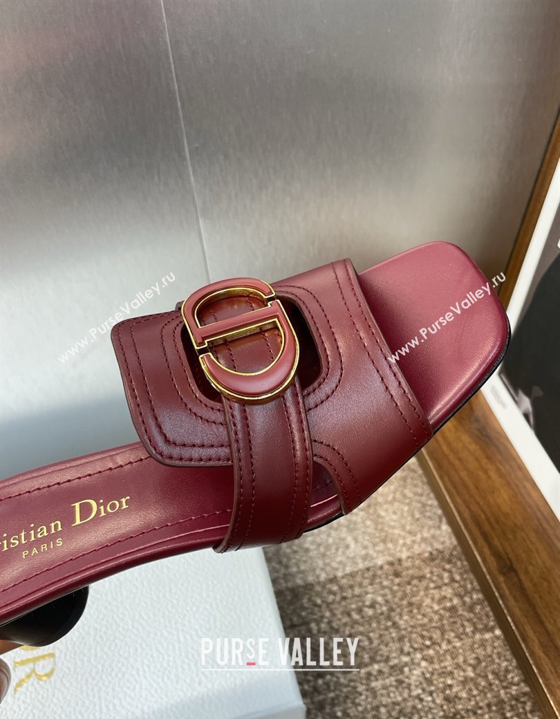 Dior 30 Montaigne Heel Slides Sandal 4.5cm in Calfskin Leather Burgundy 2025 DR082205 (JC-250822091)