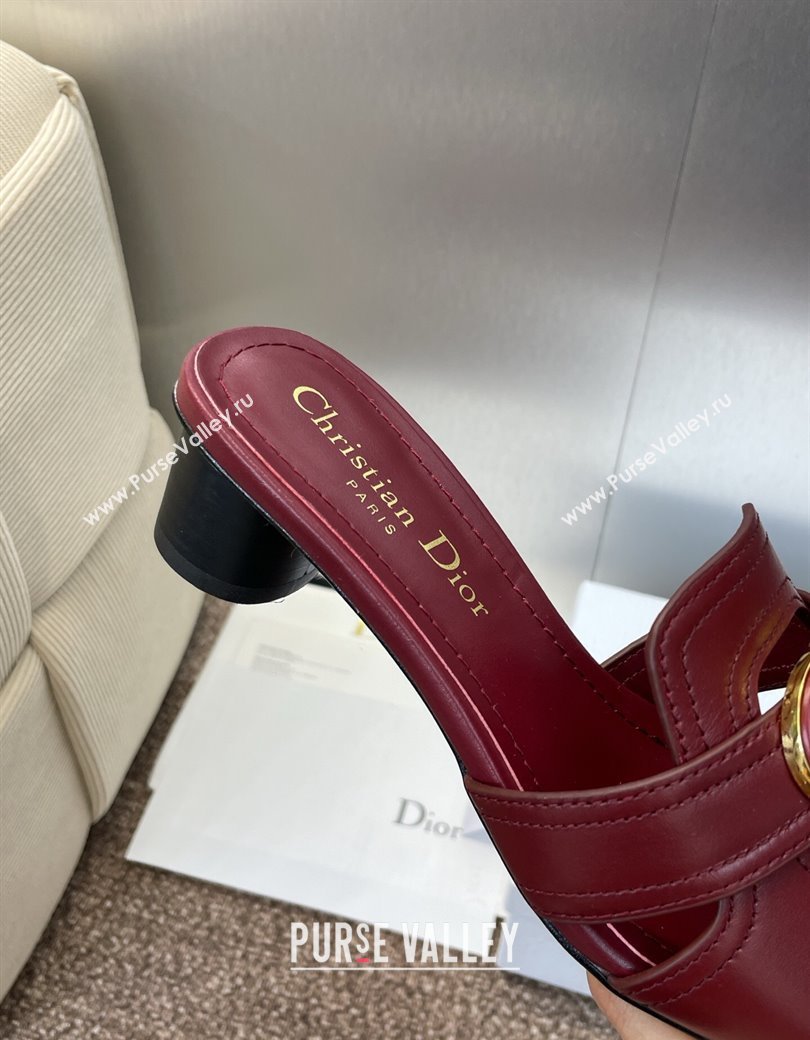 Dior 30 Montaigne Heel Slides Sandal 4.5cm in Calfskin Leather Burgundy 2025 DR082205 (JC-250822091)