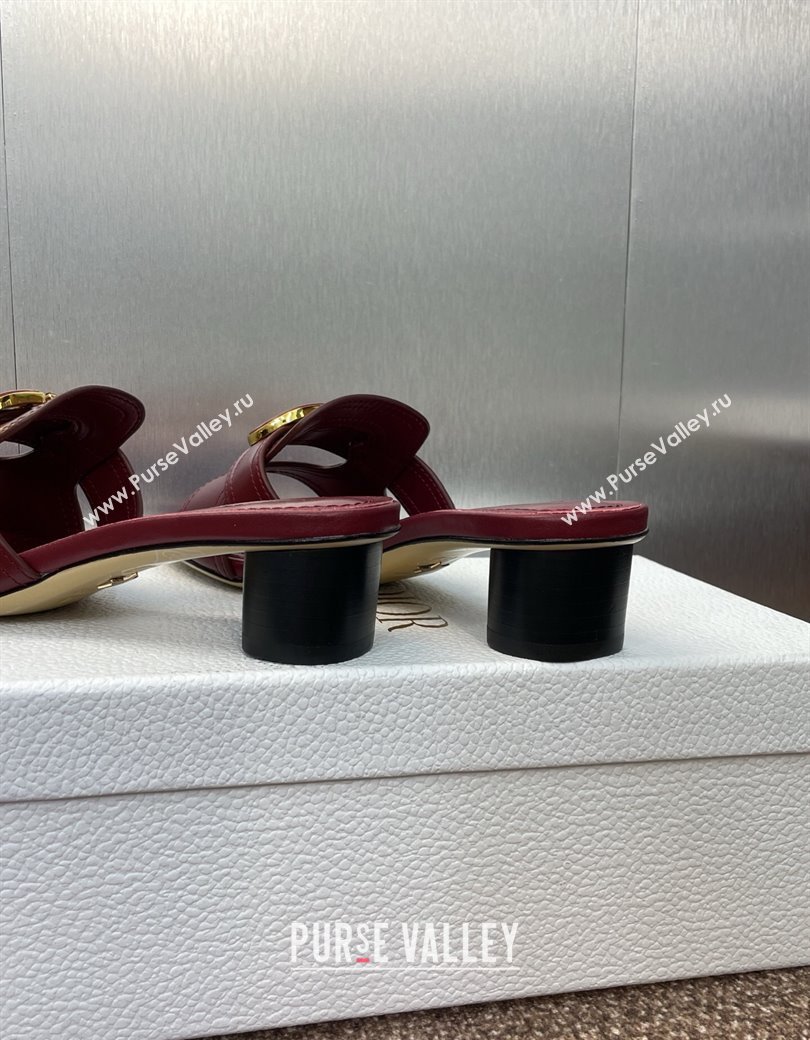 Dior 30 Montaigne Heel Slides Sandal 4.5cm in Calfskin Leather Burgundy 2025 DR082205 (JC-250822091)