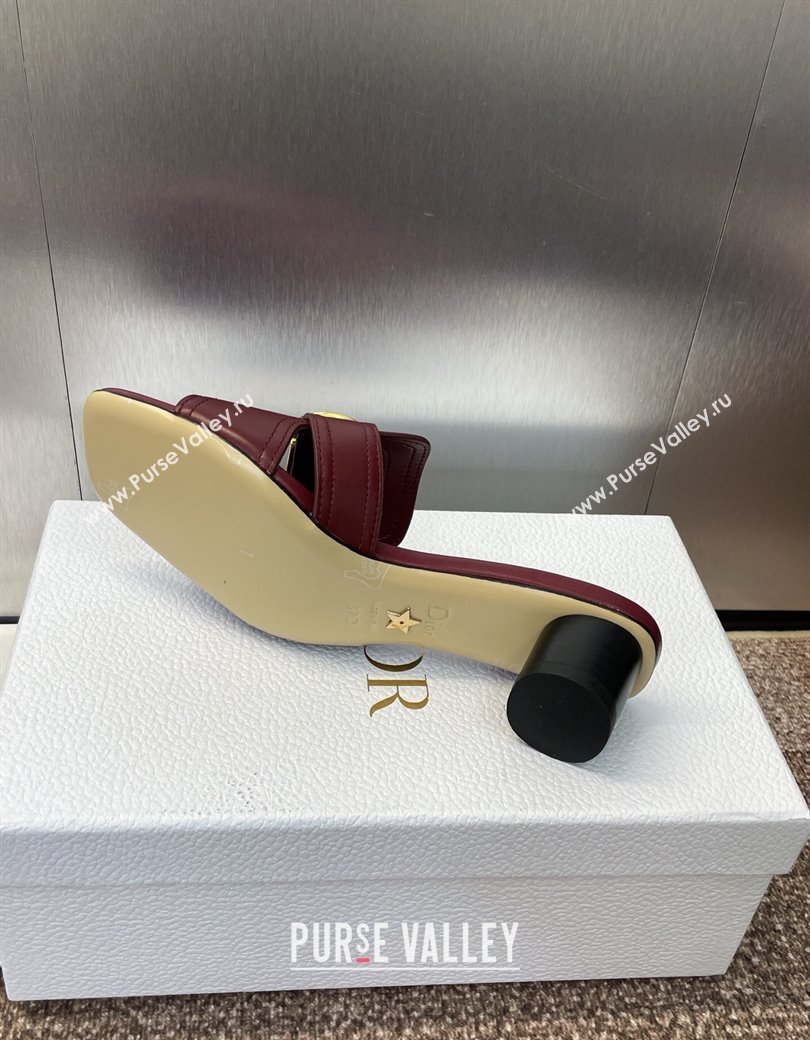 Dior 30 Montaigne Heel Slides Sandal 4.5cm in Calfskin Leather Burgundy 2025 DR082205 (JC-250822091)
