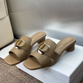 Dior 30 Montaigne Heel Slides Sandal 4.5cm in Calfskin Leather Beige 2025 DR082205 (JC-250822092)