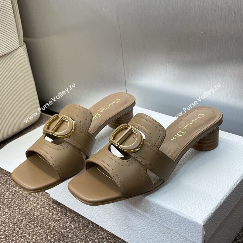 Dior 30 Montaigne Heel Slides Sandal 4.5cm in Calfskin Leather Beige 2025 DR082205 (JC-250822092)