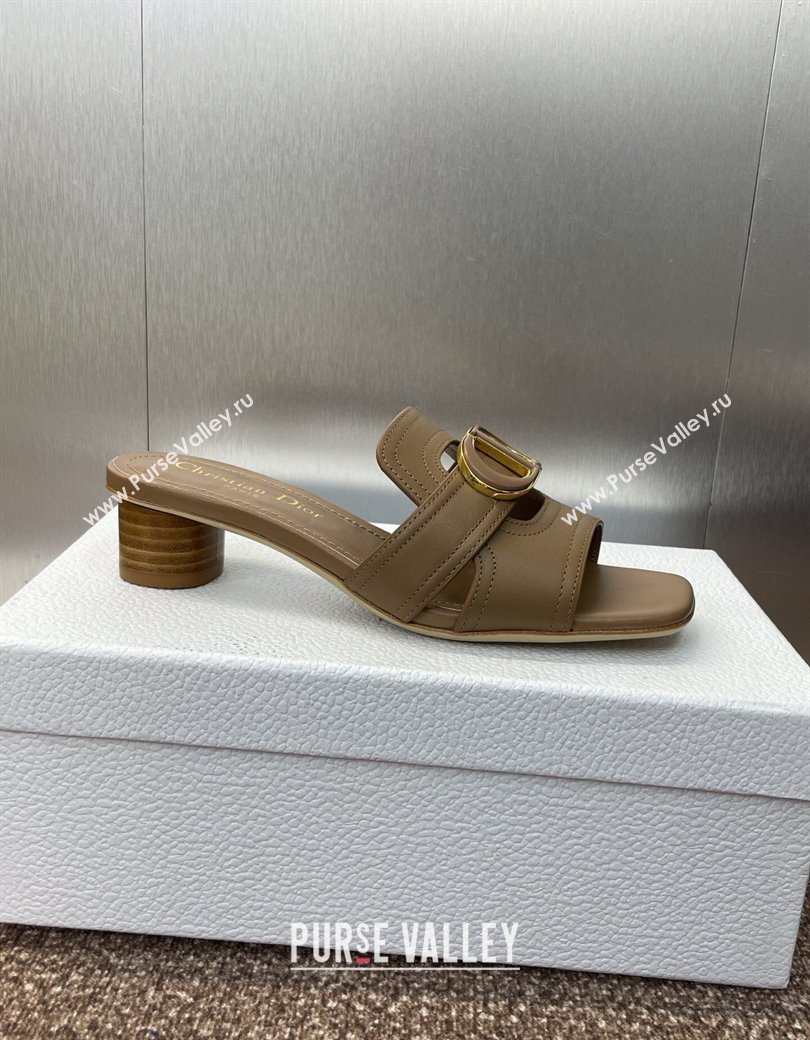 Dior 30 Montaigne Heel Slides Sandal 4.5cm in Calfskin Leather Beige 2025 DR082205 (JC-250822092)