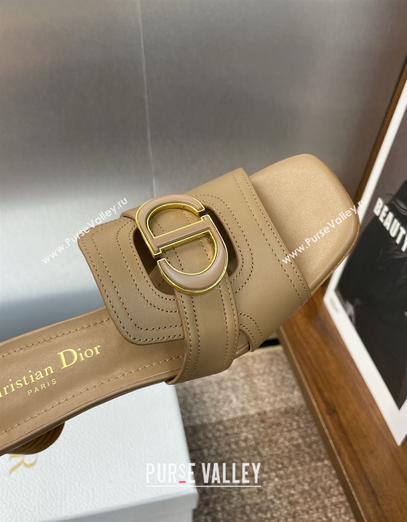 Dior 30 Montaigne Heel Slides Sandal 4.5cm in Calfskin Leather Beige 2025 DR082205 (JC-250822092)
