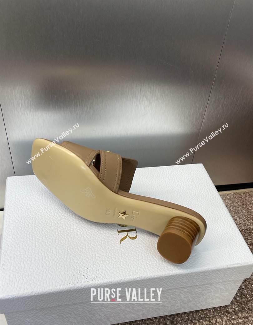 Dior 30 Montaigne Heel Slides Sandal 4.5cm in Calfskin Leather Beige 2025 DR082205 (JC-250822092)
