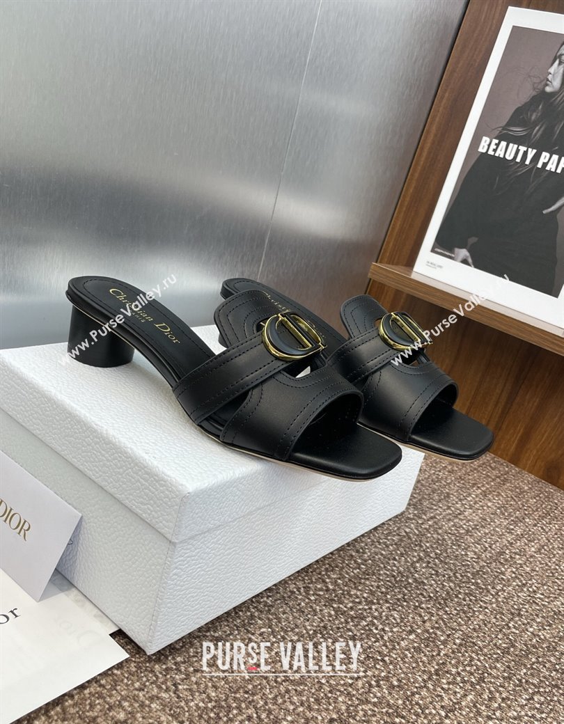 Dior 30 Montaigne Heel Slides Sandal 4.5cm in Calfskin Leather Black 2025 DR082205 (JC-250822093)