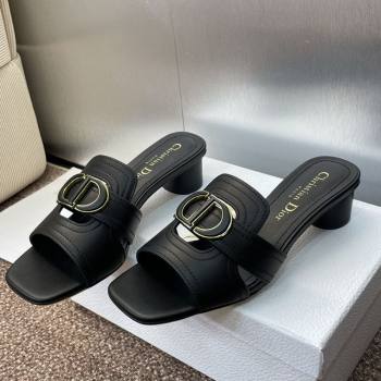 Dior 30 Montaigne Heel Slides Sandal 4.5cm in Calfskin Leather Black 2025 DR082205 (JC-250822093)