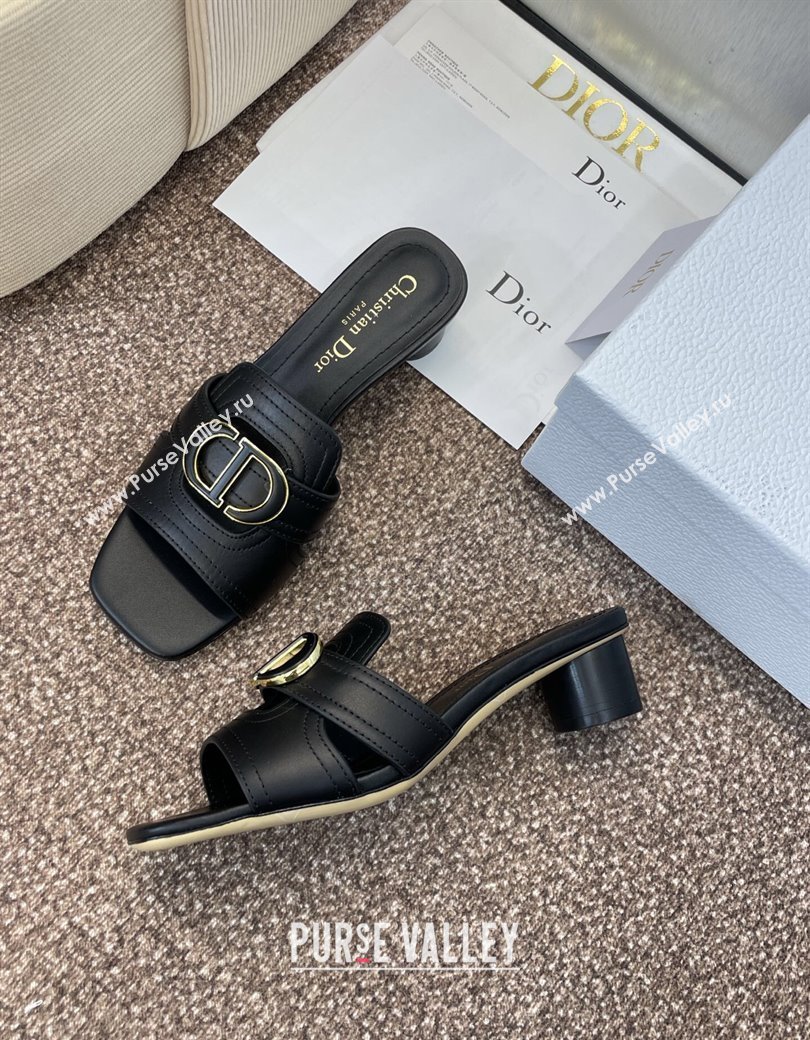 Dior 30 Montaigne Heel Slides Sandal 4.5cm in Calfskin Leather Black 2025 DR082205 (JC-250822093)