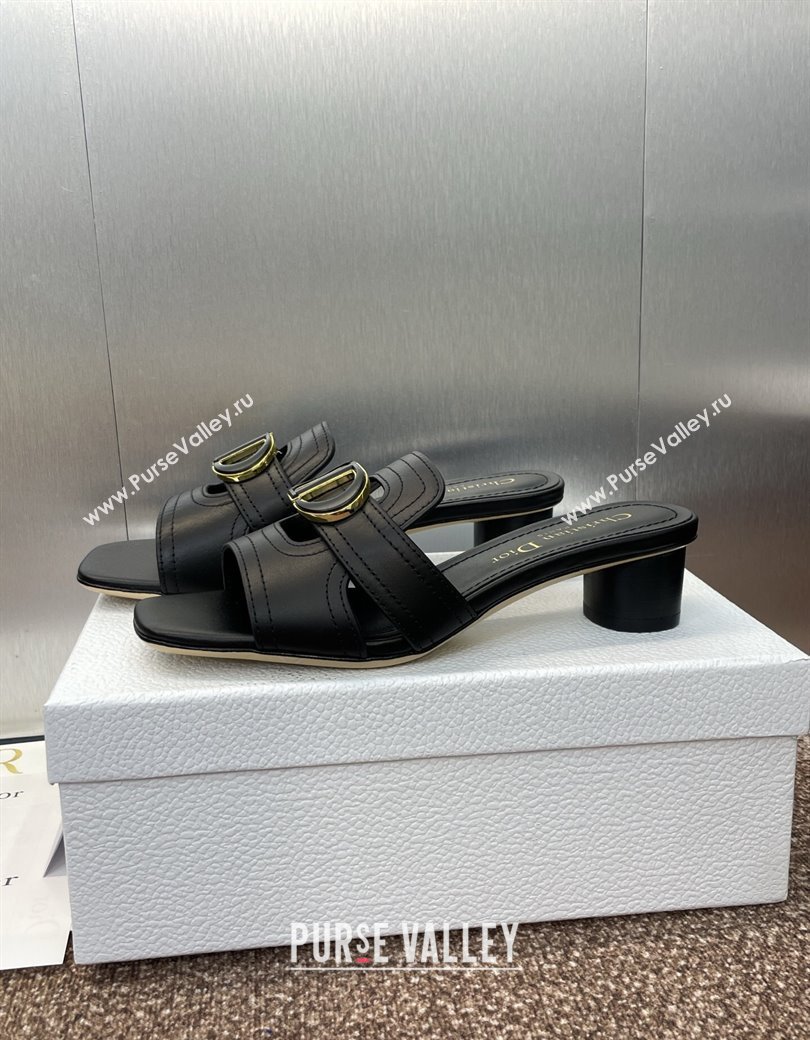 Dior 30 Montaigne Heel Slides Sandal 4.5cm in Calfskin Leather Black 2025 DR082205 (JC-250822093)