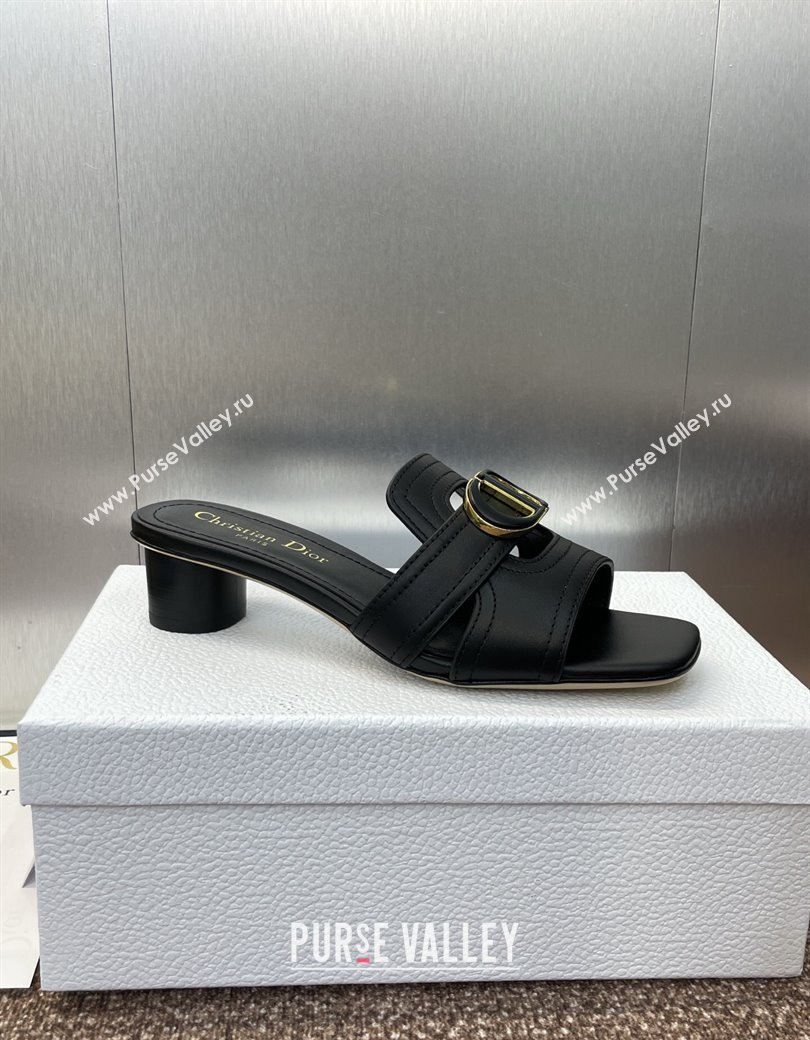 Dior 30 Montaigne Heel Slides Sandal 4.5cm in Calfskin Leather Black 2025 DR082205 (JC-250822093)