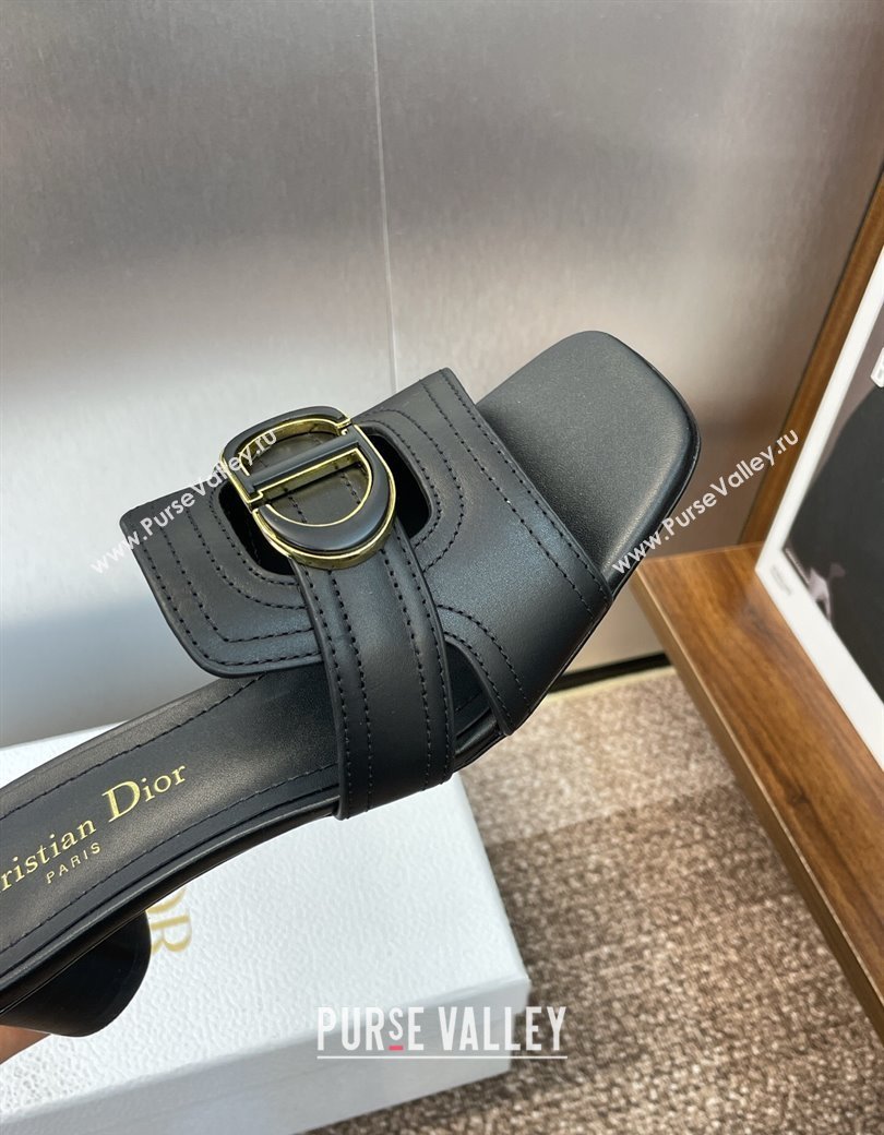 Dior 30 Montaigne Heel Slides Sandal 4.5cm in Calfskin Leather Black 2025 DR082205 (JC-250822093)