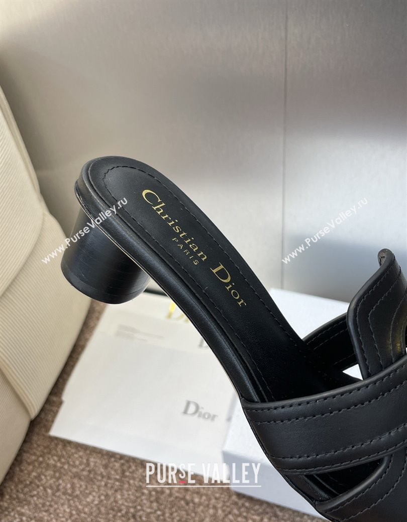 Dior 30 Montaigne Heel Slides Sandal 4.5cm in Calfskin Leather Black 2025 DR082205 (JC-250822093)