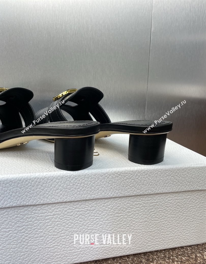 Dior 30 Montaigne Heel Slides Sandal 4.5cm in Calfskin Leather Black 2025 DR082205 (JC-250822093)