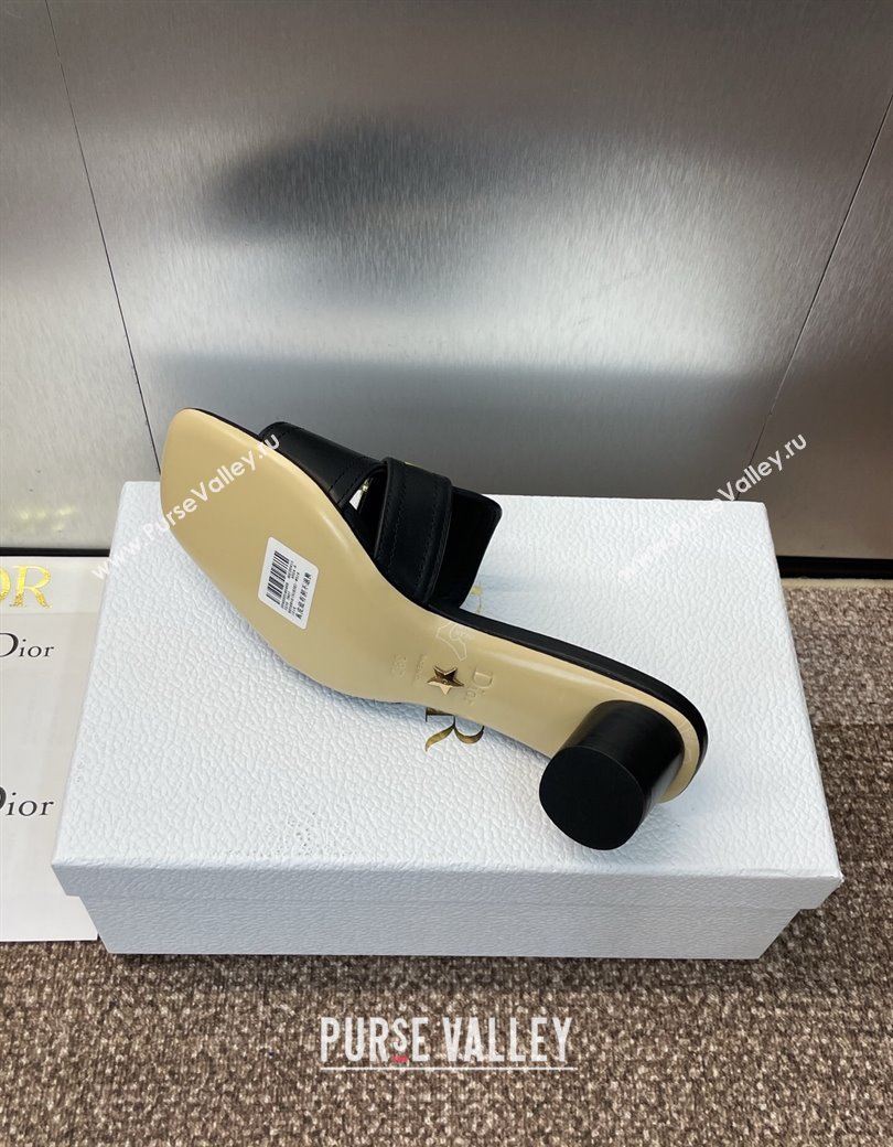 Dior 30 Montaigne Heel Slides Sandal 4.5cm in Calfskin Leather Black 2025 DR082205 (JC-250822093)