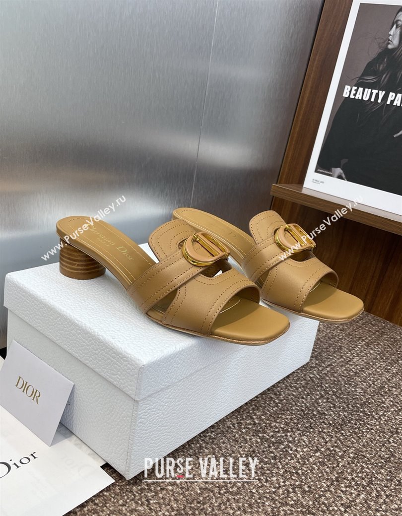 Dior 30 Montaigne Heel Slides Sandal 4.5cm in Calfskin Leather Brown 2025 DR082205 (JC-250822094)