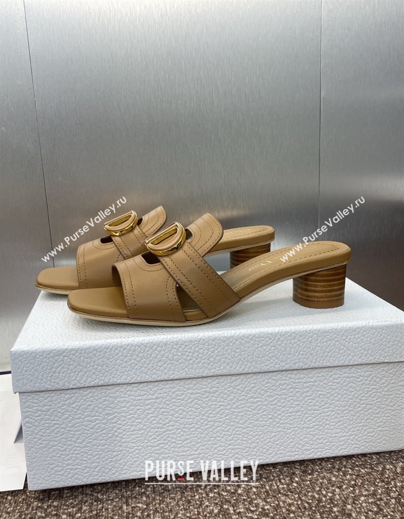 Dior 30 Montaigne Heel Slides Sandal 4.5cm in Calfskin Leather Brown 2025 DR082205 (JC-250822094)