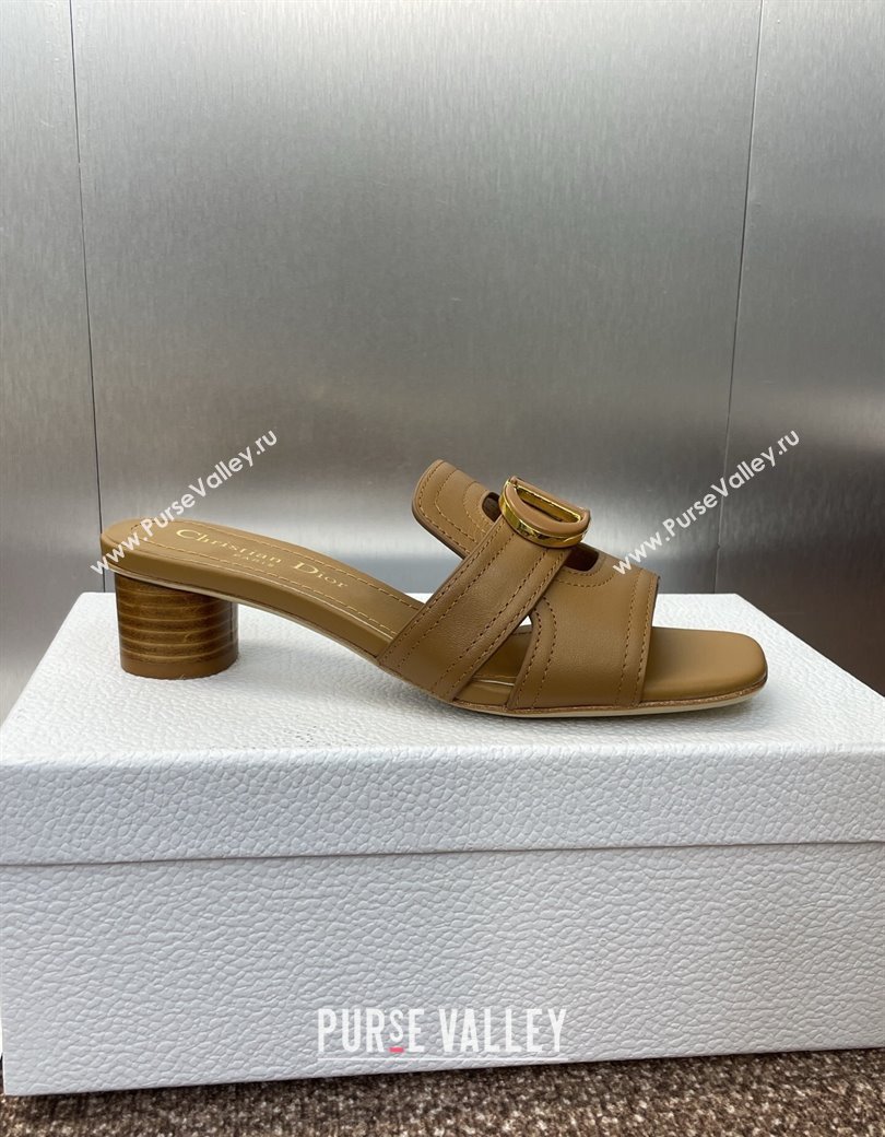 Dior 30 Montaigne Heel Slides Sandal 4.5cm in Calfskin Leather Brown 2025 DR082205 (JC-250822094)