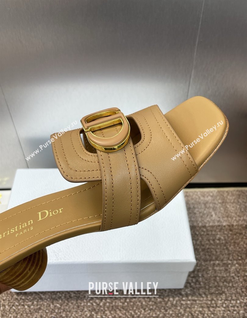 Dior 30 Montaigne Heel Slides Sandal 4.5cm in Calfskin Leather Brown 2025 DR082205 (JC-250822094)