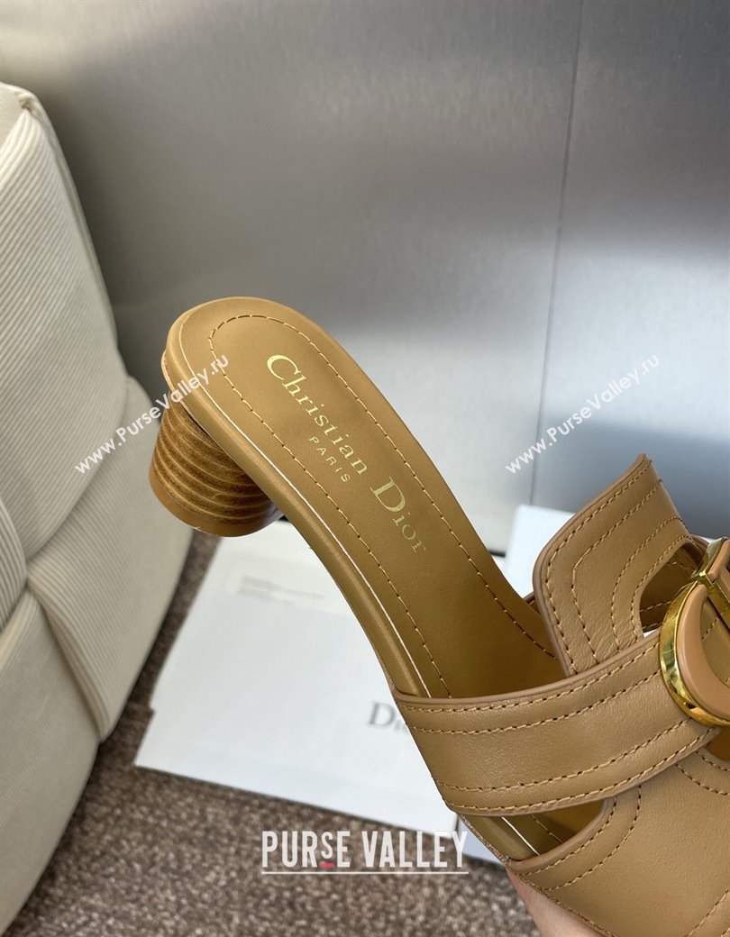 Dior 30 Montaigne Heel Slides Sandal 4.5cm in Calfskin Leather Brown 2025 DR082205 (JC-250822094)