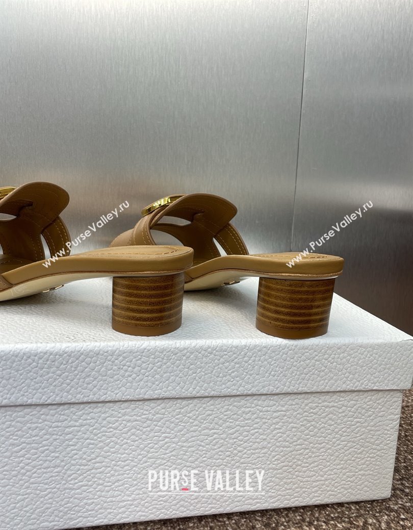 Dior 30 Montaigne Heel Slides Sandal 4.5cm in Calfskin Leather Brown 2025 DR082205 (JC-250822094)