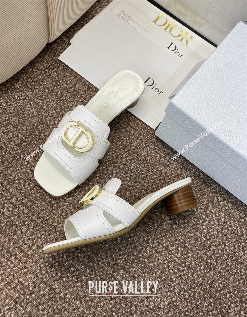 Dior 30 Montaigne Heel Slides Sandal 4.5cm in Calfskin Leather White 2025 DR082205 (JC-250822095)