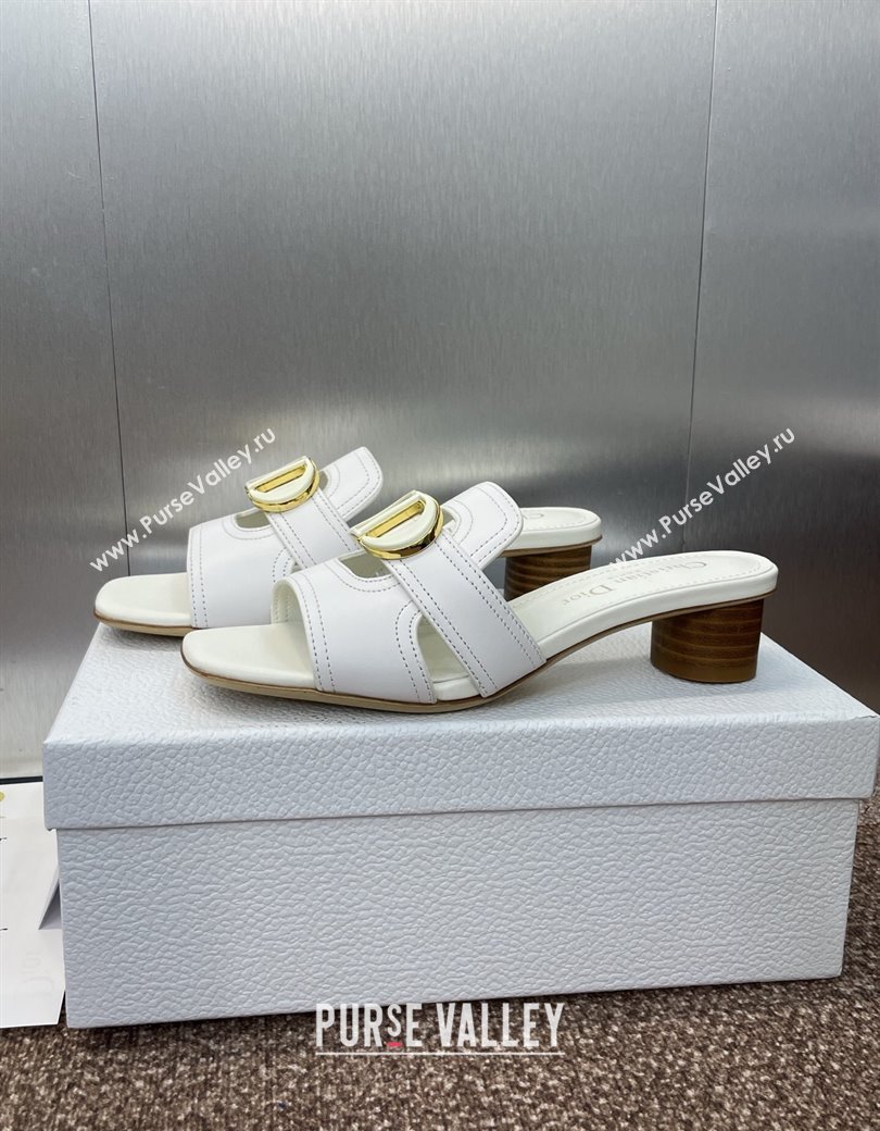 Dior 30 Montaigne Heel Slides Sandal 4.5cm in Calfskin Leather White 2025 DR082205 (JC-250822095)