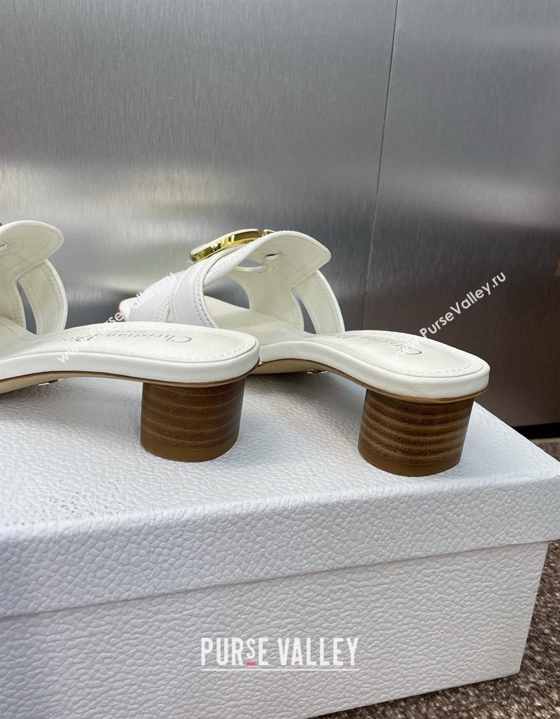 Dior 30 Montaigne Heel Slides Sandal 4.5cm in Calfskin Leather White 2025 DR082205 (JC-250822095)