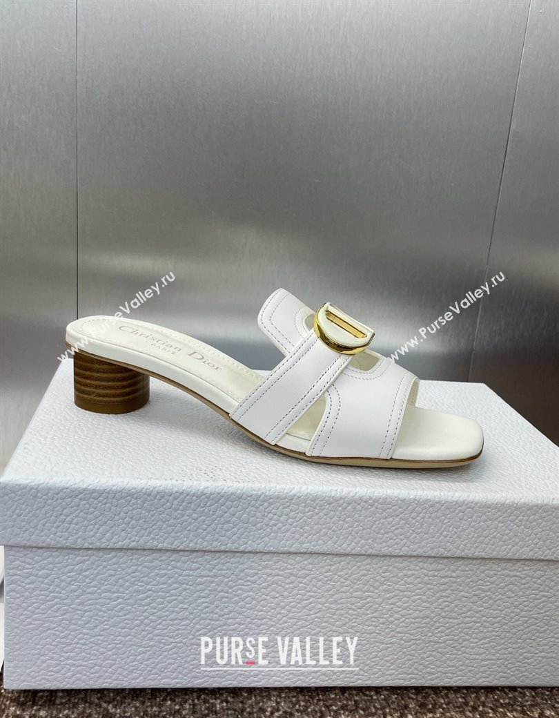 Dior 30 Montaigne Heel Slides Sandal 4.5cm in Calfskin Leather White 2025 DR082205 (JC-250822095)
