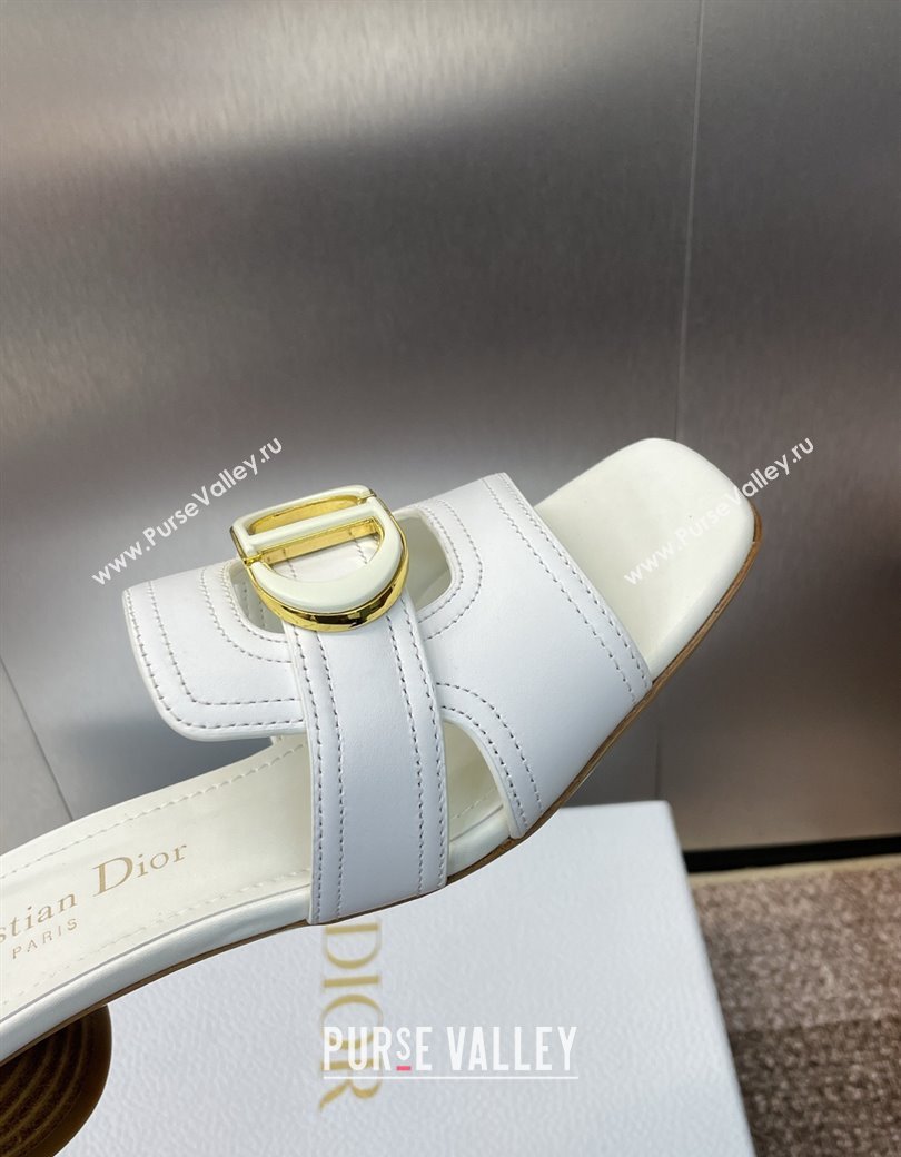 Dior 30 Montaigne Heel Slides Sandal 4.5cm in Calfskin Leather White 2025 DR082205 (JC-250822095)