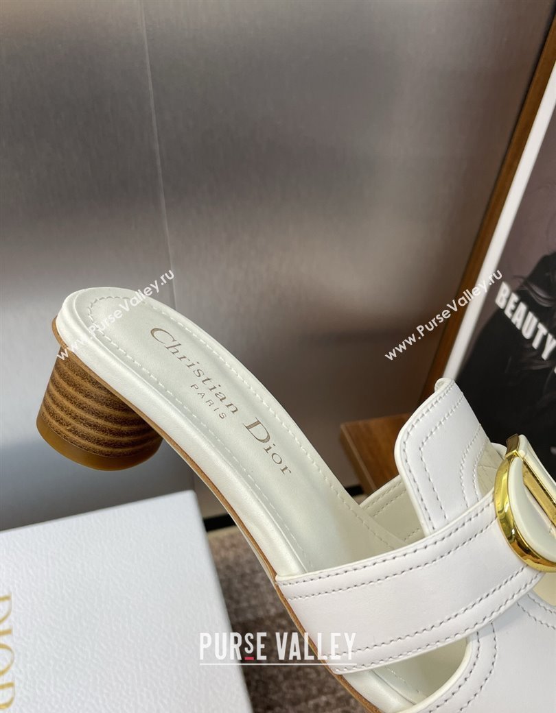 Dior 30 Montaigne Heel Slides Sandal 4.5cm in Calfskin Leather White 2025 DR082205 (JC-250822095)